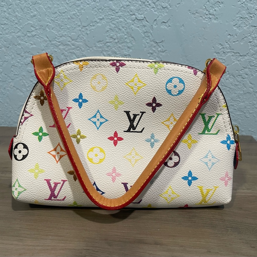 Multicolor Monogram White Canvas Doubled Crossbody Bag - Picture 2 of 6